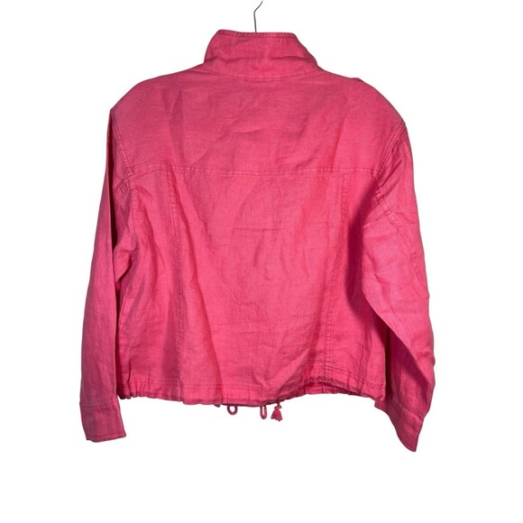 Talbots Washed‎ Linen Jacket Size MP Coral 100% Linen Pockets Lightweight - Picture 3 of 11